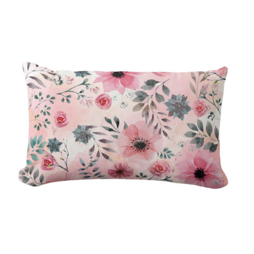 Pink Flower插畫客製枕頭套訂製 - HKGIFTFORU