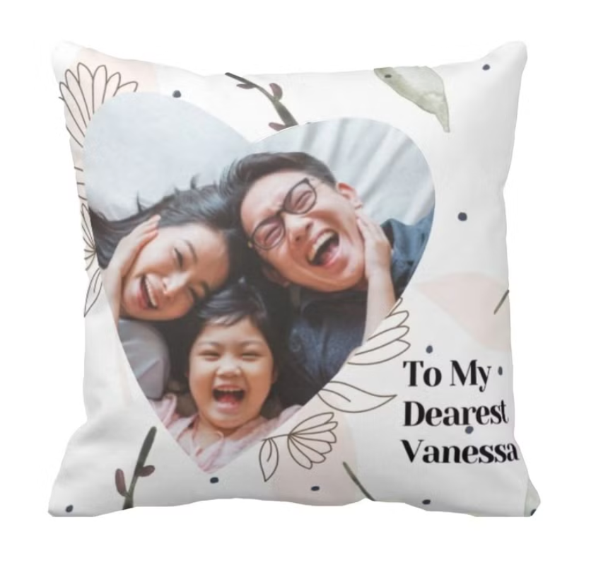 母親節禮物照片客製抱枕-小清新花款式 Photo Personlized Cushion-Flower floating leaves - HKGIFTFORU