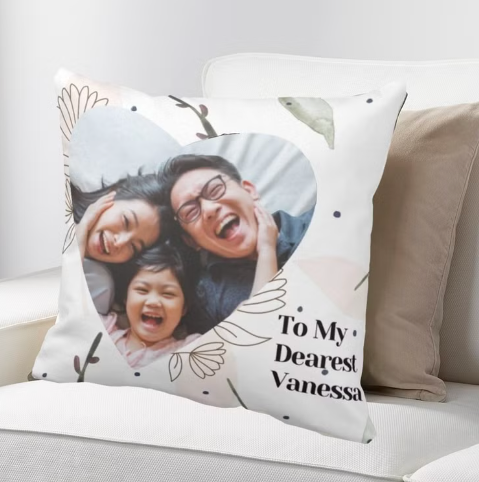 母親節禮物照片客製抱枕-小清新花款式 Photo Personlized Cushion-Flower floating leaves - HKGIFTFORU