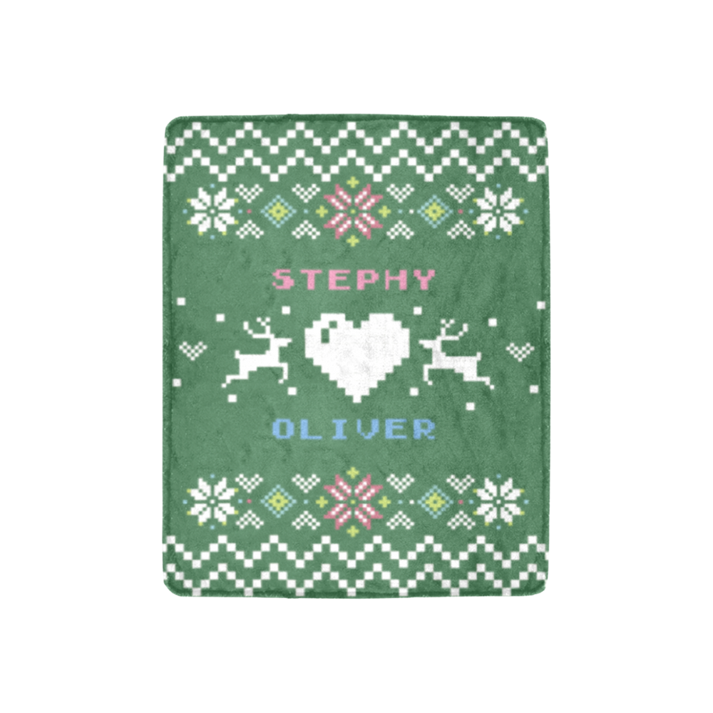 聖誕針織風格文字定制毛毯-Christmas Knitted Style Text Custom Blanket