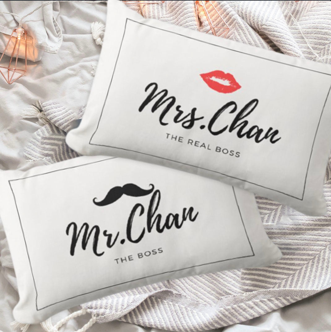 Mr & Mrs 姓氏客製枕頭套 - HKGIFTFORU