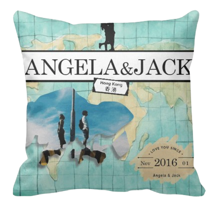 綠色地圖款式定製抱枕-Travel Memories Cushion - HKGIFTFORU