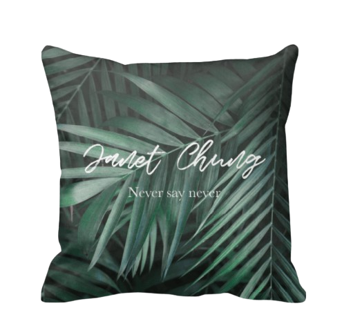 綠葉名字定製款式-Green Leaves Cushion Name Customize - HKGIFTFORU
