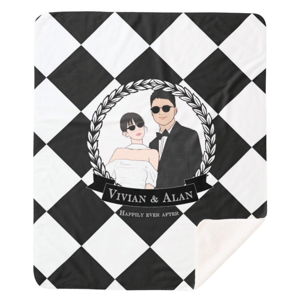黑白菱格情侶毛毯 Black and White Diamond Stripe Blanket - HKGIFTFORU