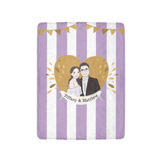 間條心型插畫毛毯,可自定顏色 Big Heart with Striped pattern- Custom Blanket with tailor-made illustration. - HKGIFTFORU
