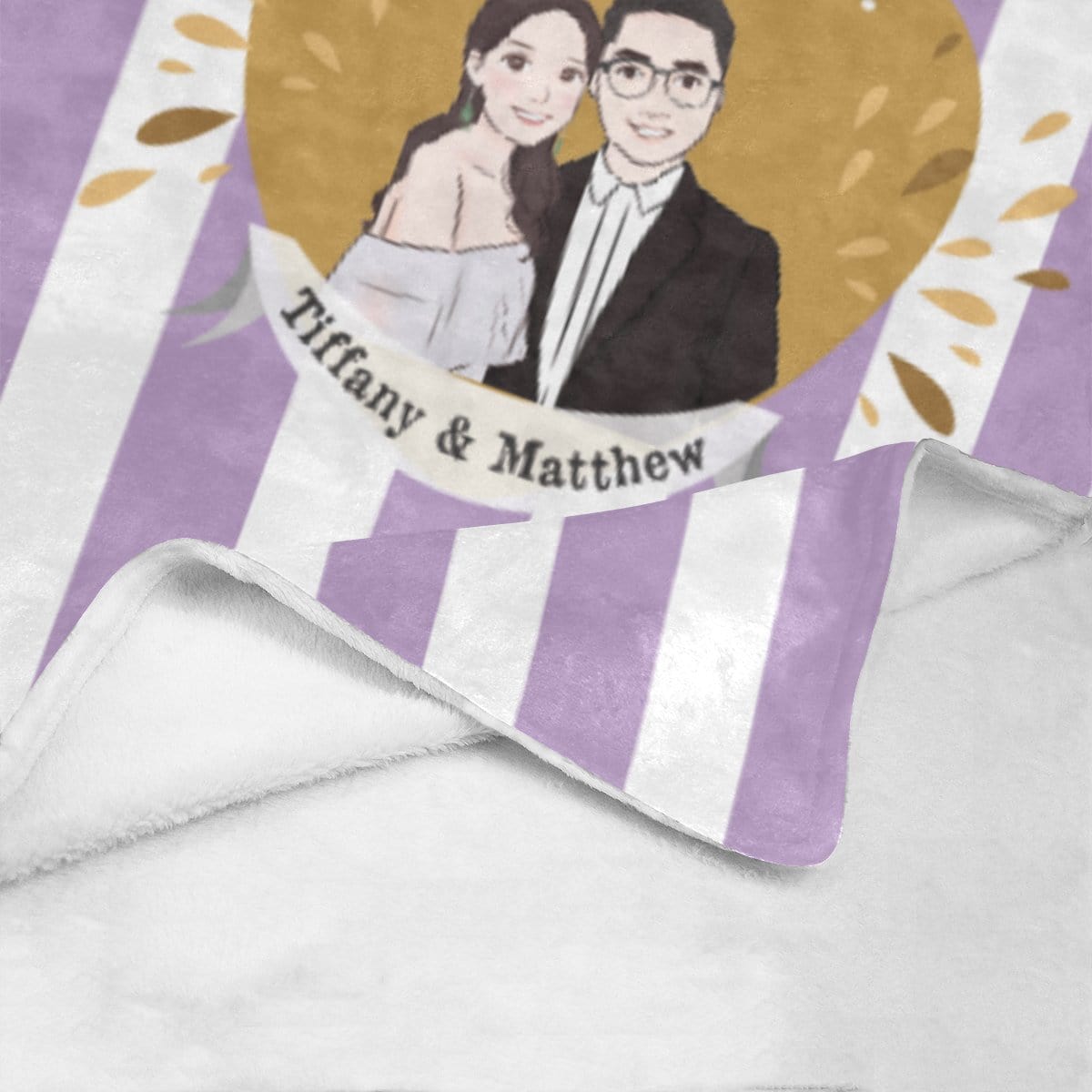 間條心型插畫毛毯,可自定顏色 Big Heart with Striped pattern- Custom Blanket with tailor-made illustration. - HKGIFTFORU