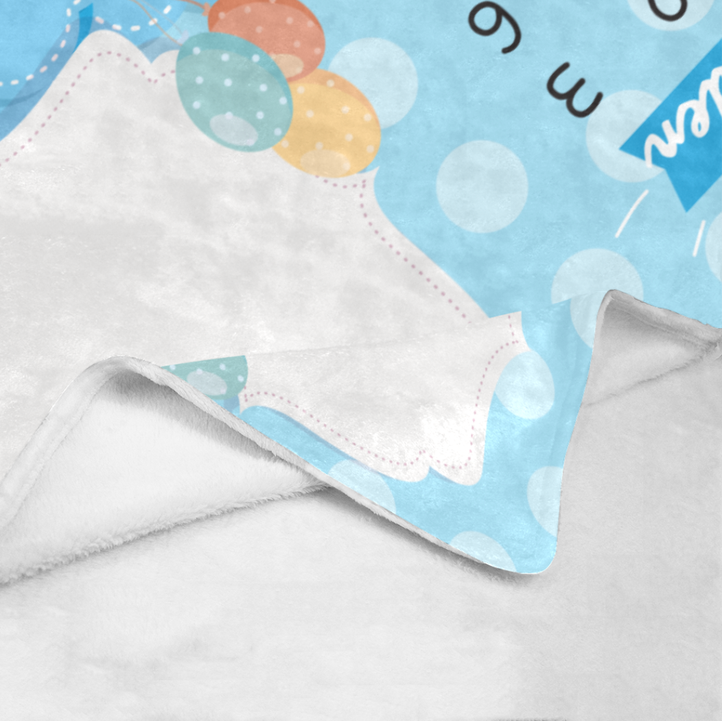 個人化嬰兒成長記錄波點毛毯(BabyBoy) -Customize Baby milestone blanket (Dot-BabyBoy) - HKGIFTFORU