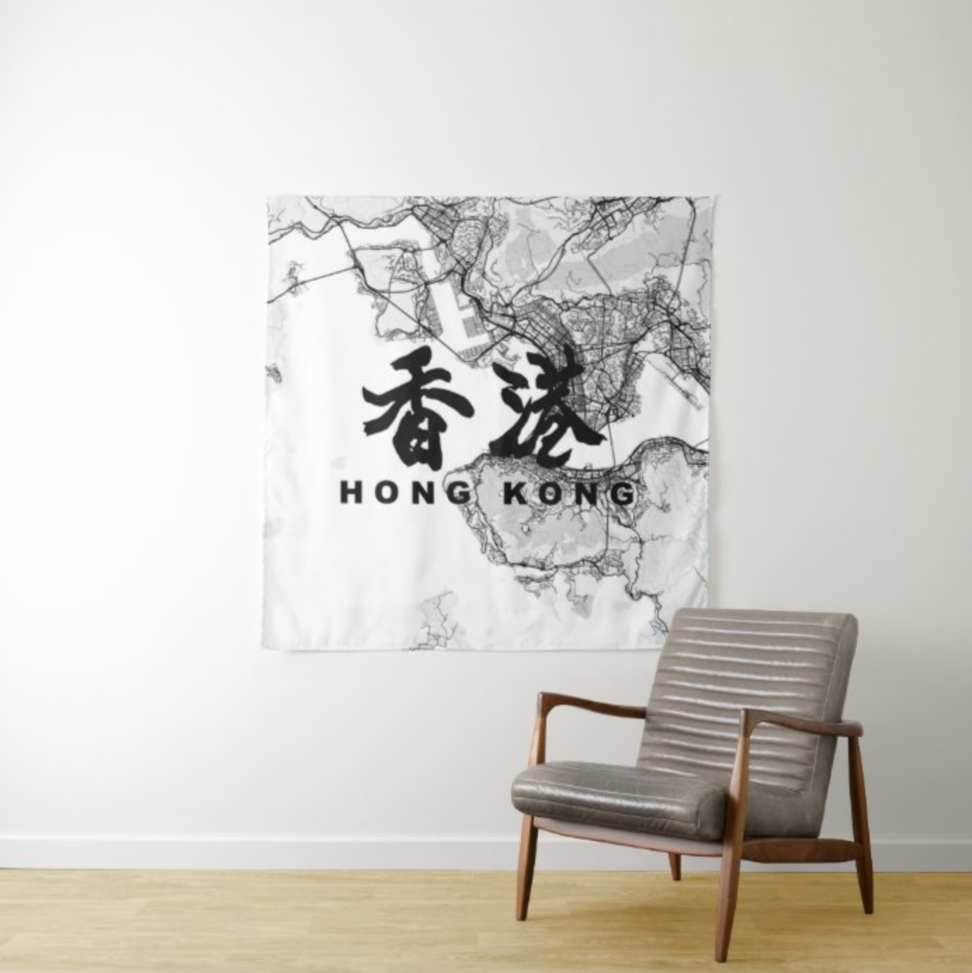 移民禮物-香港地圖掛布-可定製文字-Hong Kong Theme Wall Tapestry Farewell Gift - HKGIFTFORU