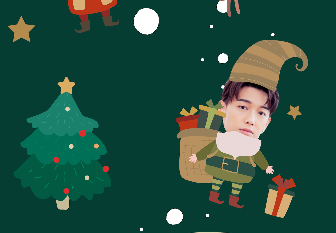 聖誕禮物-客製化聖誕小精靈 頭像毛毯(綠色) Elf on the blanket-Customize Christmas Gift for friends Green - HKGIFTFORU