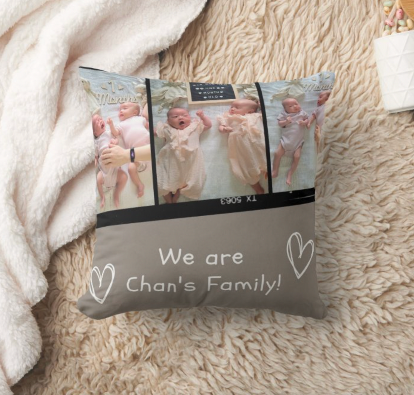 送家人禮物-照片客製抱枕-Family Photo Grid Personlized Cushion - HKGIFTFORU