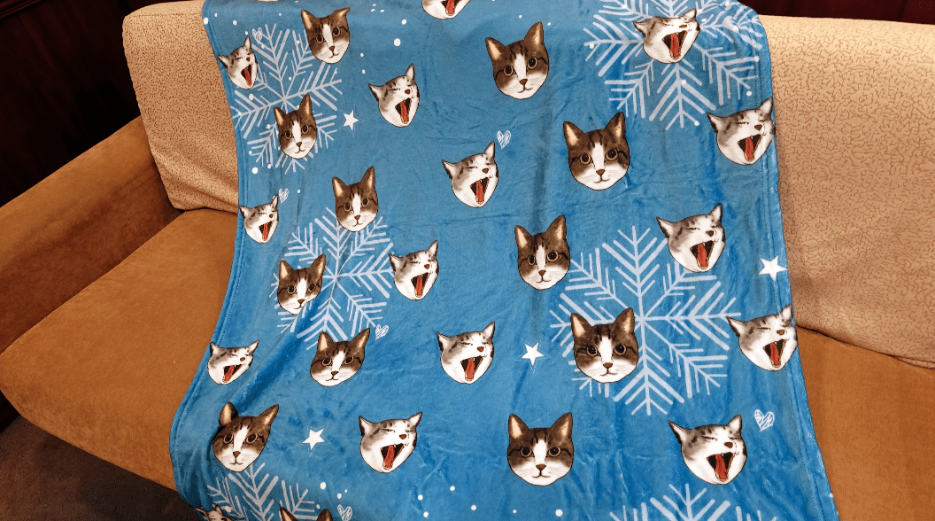 早鳥聖誕禮物定製-客製化插畫毛毯-雪花(藍)款式 Christmas Blanket (Blue) Custom Blanket with tailor-made illustration. - HKGIFTFORU