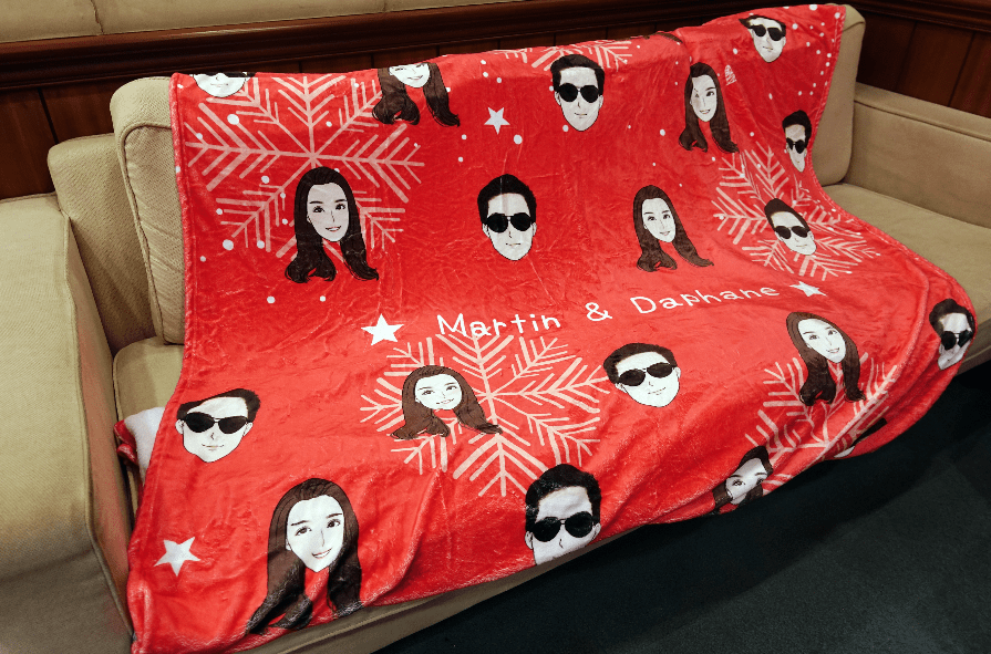 聖誕禮物定製-客製化插畫毛毯-雪花(紅)款式 Christmas Blanket (Red) Custom Blanket with tailor-made illustration. - HKGIFTFORU