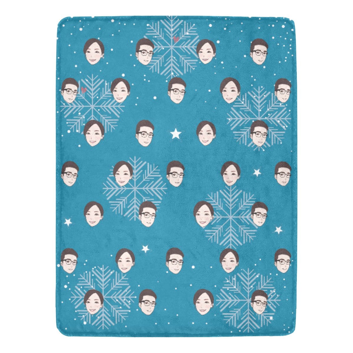 早鳥聖誕禮物定製-客製化插畫毛毯-雪花(藍)款式 Christmas Blanket (Blue) Custom Blanket with tailor-made illustration. - HKGIFTFORU