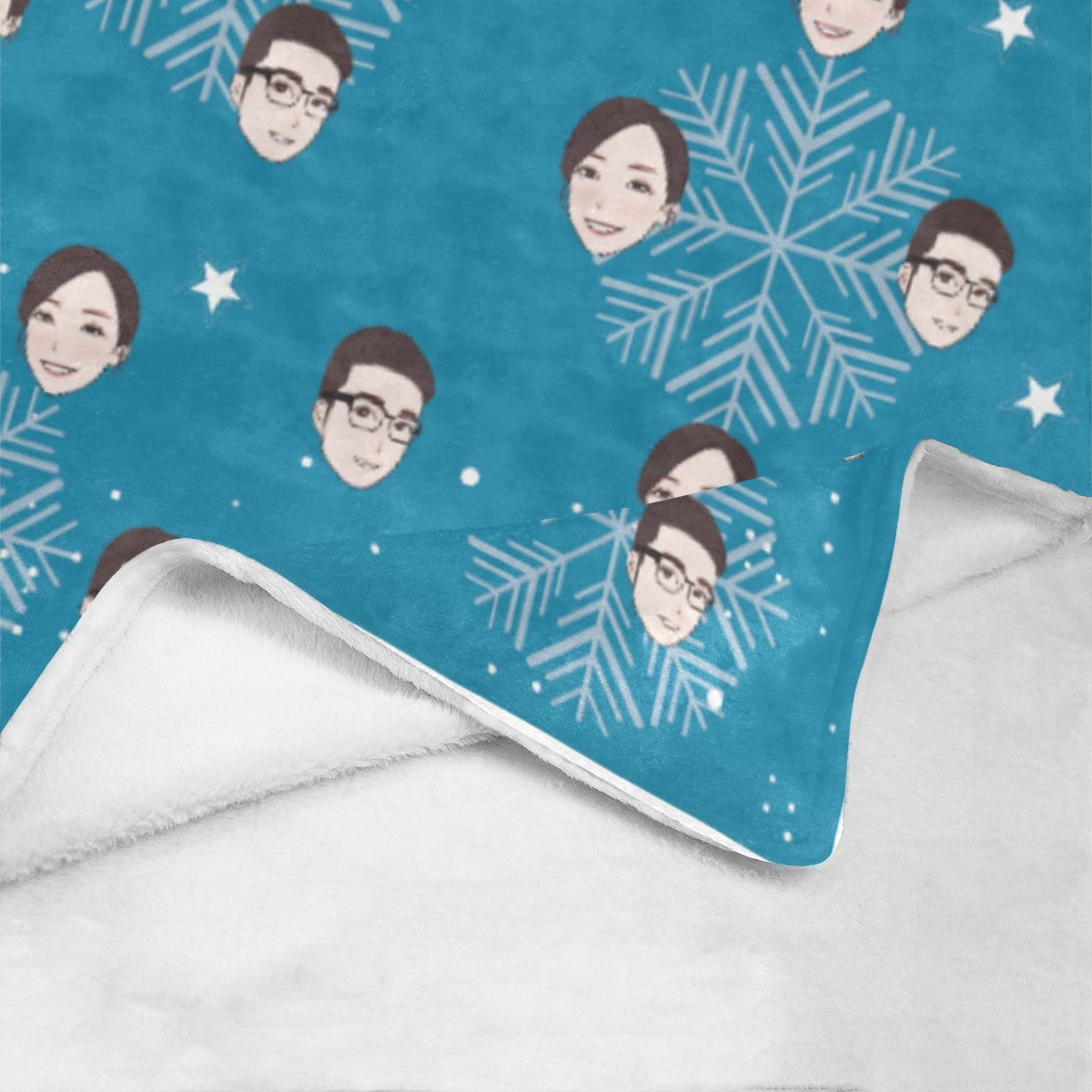 早鳥聖誕禮物定製-客製化插畫毛毯-雪花(藍)款式 Christmas Blanket (Blue) Custom Blanket with tailor-made illustration. - HKGIFTFORU