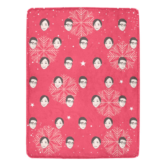 聖誕禮物定製-客製化插畫毛毯-雪花(紅)款式 Christmas Blanket (Red)  Custom Blanket with tailor-made illustration. - HKGIFTFORU