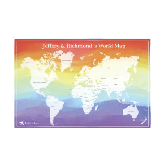 個人化藝術掛布-世界地圖(彩虹LGBT支持)-World map with Rainbow design LGBT support - HKGIFTFORU