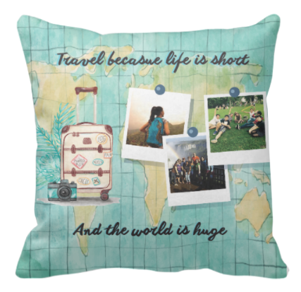 旅行回憶備份-Travel World Photo Cushion - HKGIFTFORU