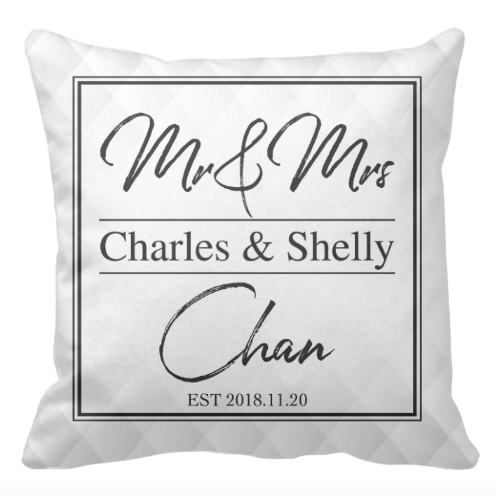 Mr & Mrs 結婚禮物姓氏抱枕定製 - HKGIFTFORU