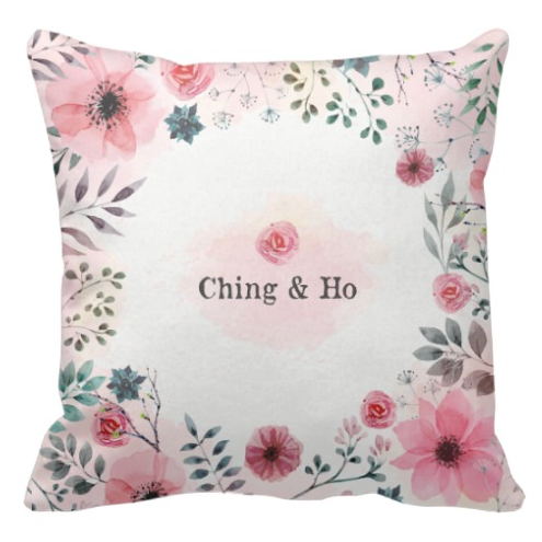 Pink Flower插畫客製抱枕 Illustration Cushion-Pink Flower - HKGIFTFORU