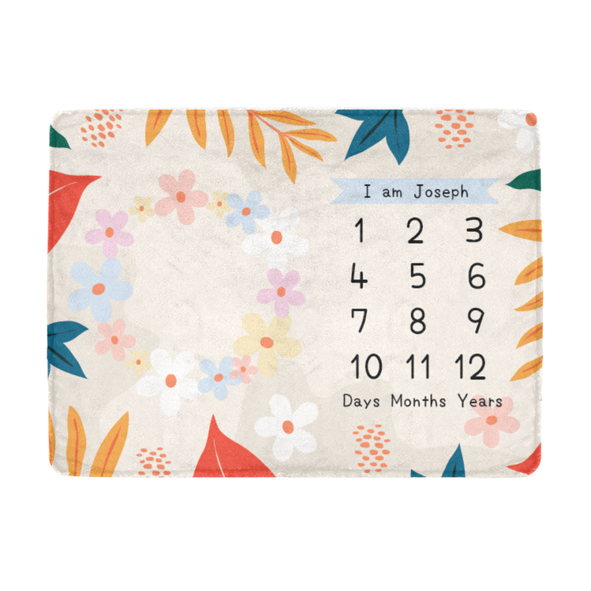 個人化嬰兒成長記錄背景布(Floral款式) -Customize Baby milestone blanket (Floral Design) - HKGIFTFORU