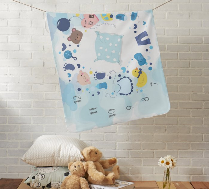 個人化嬰兒成長記錄背景布(BabyBoy) -Customize Baby milestone blanket (BabyBoy) - HKGIFTFORU