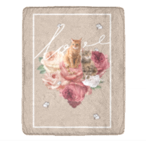 寵物照片顏色定制毛毯-Floral Heart with Butterfly Pet- Custom Blanket with tailor-made illustration. - HKGIFTFORU