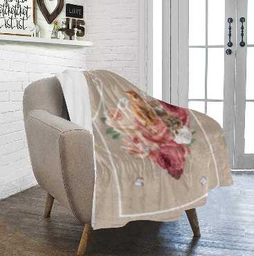 寵物照片顏色定制毛毯-Floral Heart with Butterfly Pet- Custom Blanket with tailor-made illustration. - HKGIFTFORU