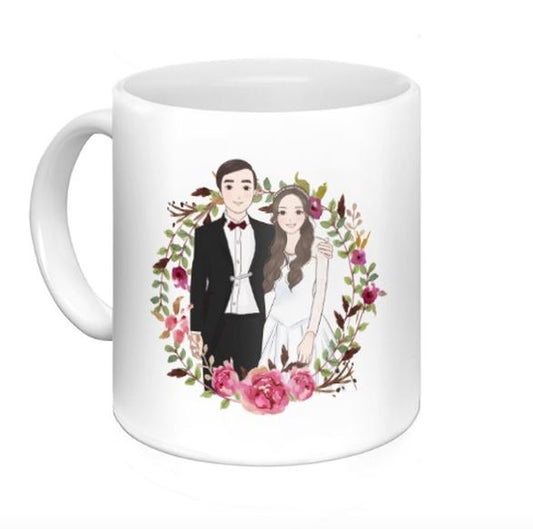 客製化插畫馬克杯-個人化結婚禮物情侶杯系列 - HKGIFTFORU