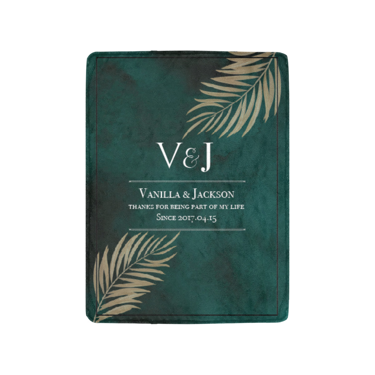 墨綠金葉文字定制毛毯-Luxury Green with gold leaves Word Custom Blanket - HKGIFTFORU
