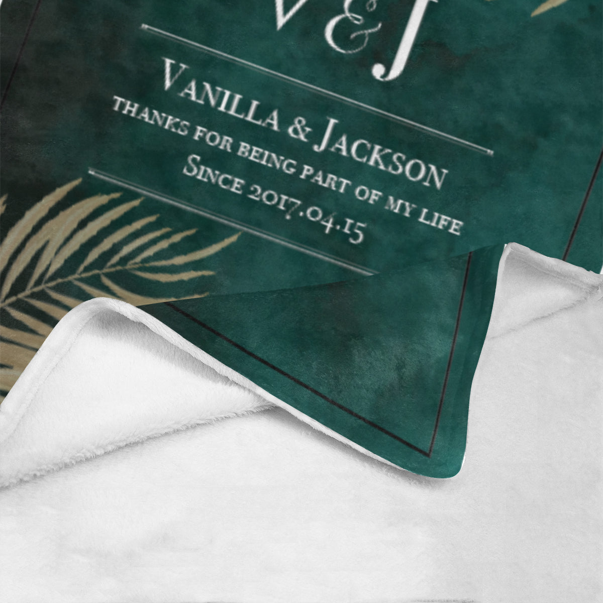 墨綠金葉文字定制毛毯-Luxury Green with gold leaves Word Custom Blanket - HKGIFTFORU
