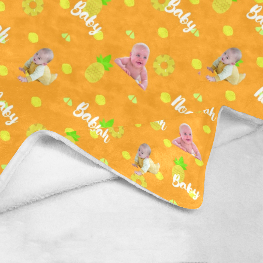 小菠蘿圖案照片客製毛毯 可自定背景色 Custom Photo Blanket with Pineapple theme - HKGIFTFORU