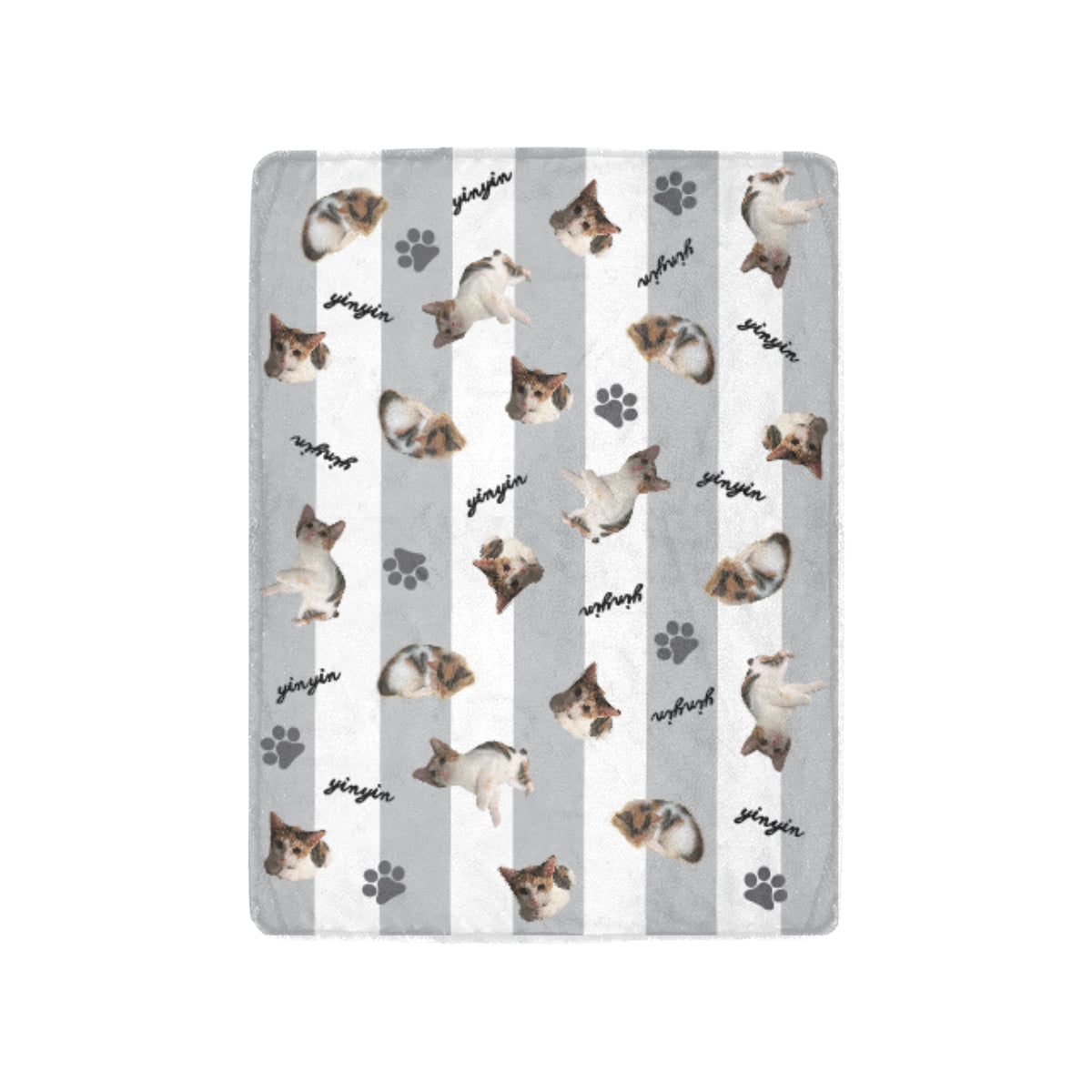 寵物或人像間條客製毛毯冷毛毯 Pet & Stiped pattern- Custom Blanket with tailor-made gift - HKGIFTFORU
