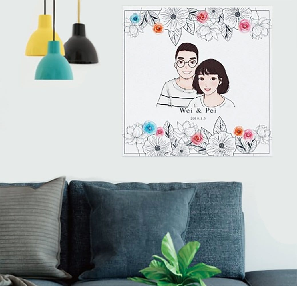 簡花款式個人化插畫掛布-Simple B&W Flower with illustration design - HKGIFTFORU