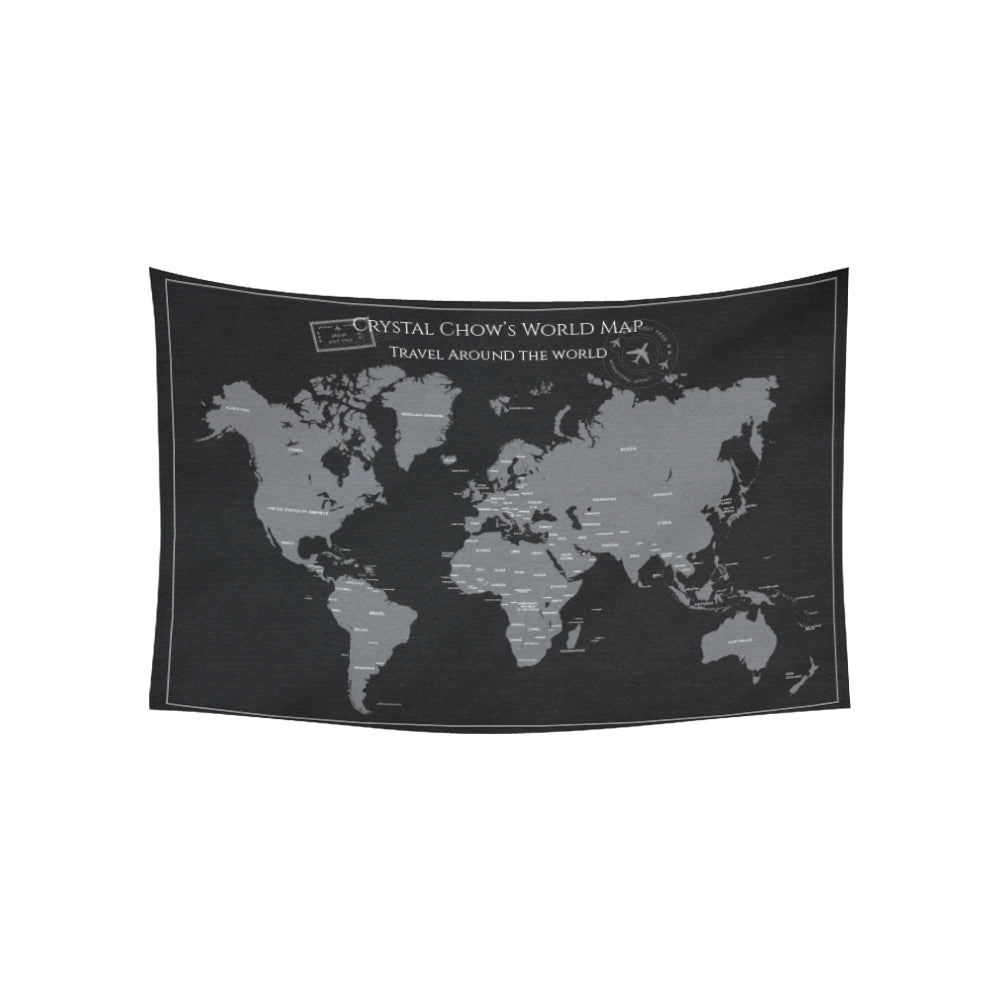 個人化藝術掛布-世界地圖(灰黑色款)-World map (grey black) design - HKGIFTFORU