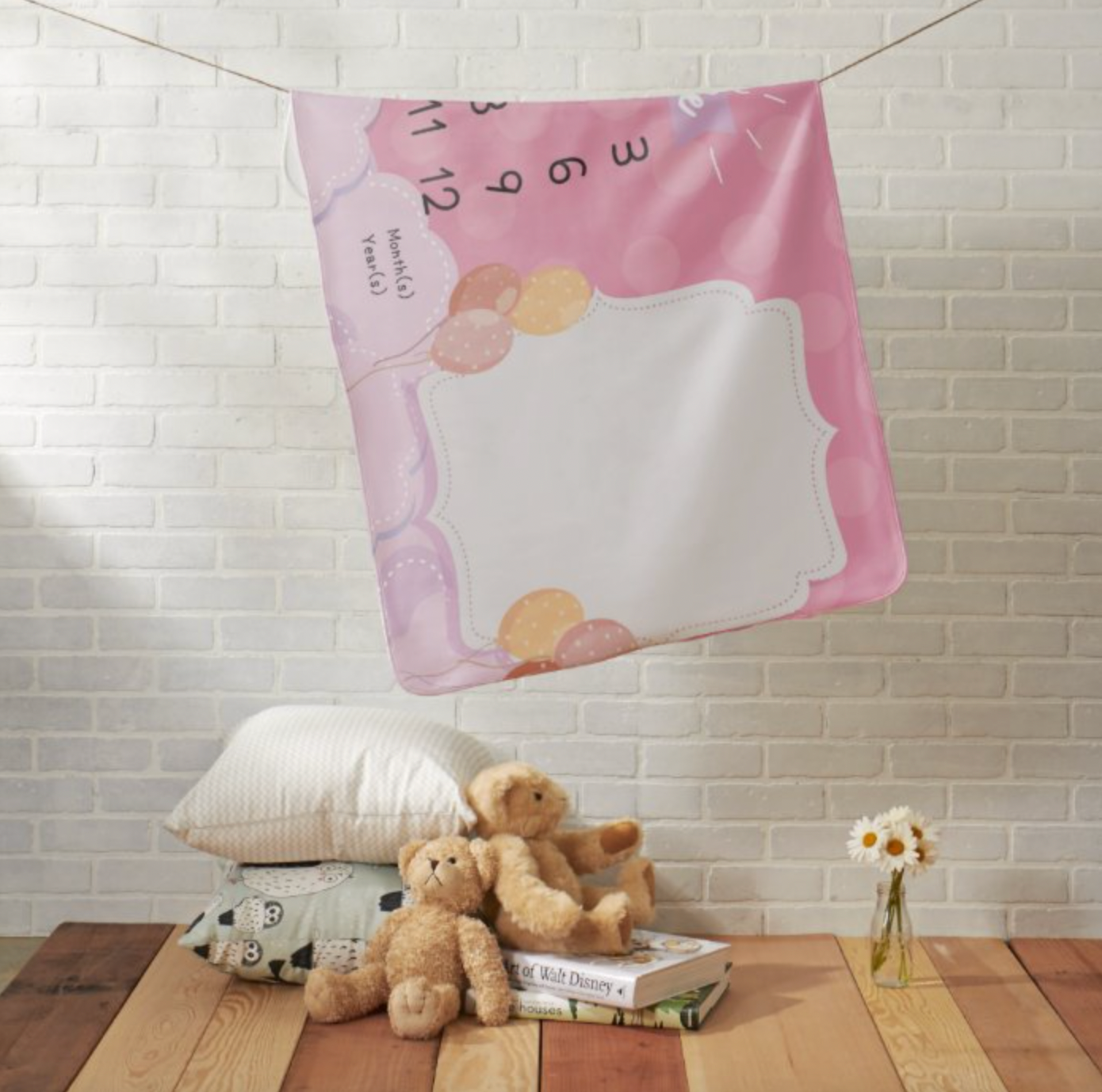 個人化嬰兒成長記錄波點毛毯(Baby Girl) -Customize Baby milestone blanket (Dot-Baby Girl) - HKGIFTFORU
