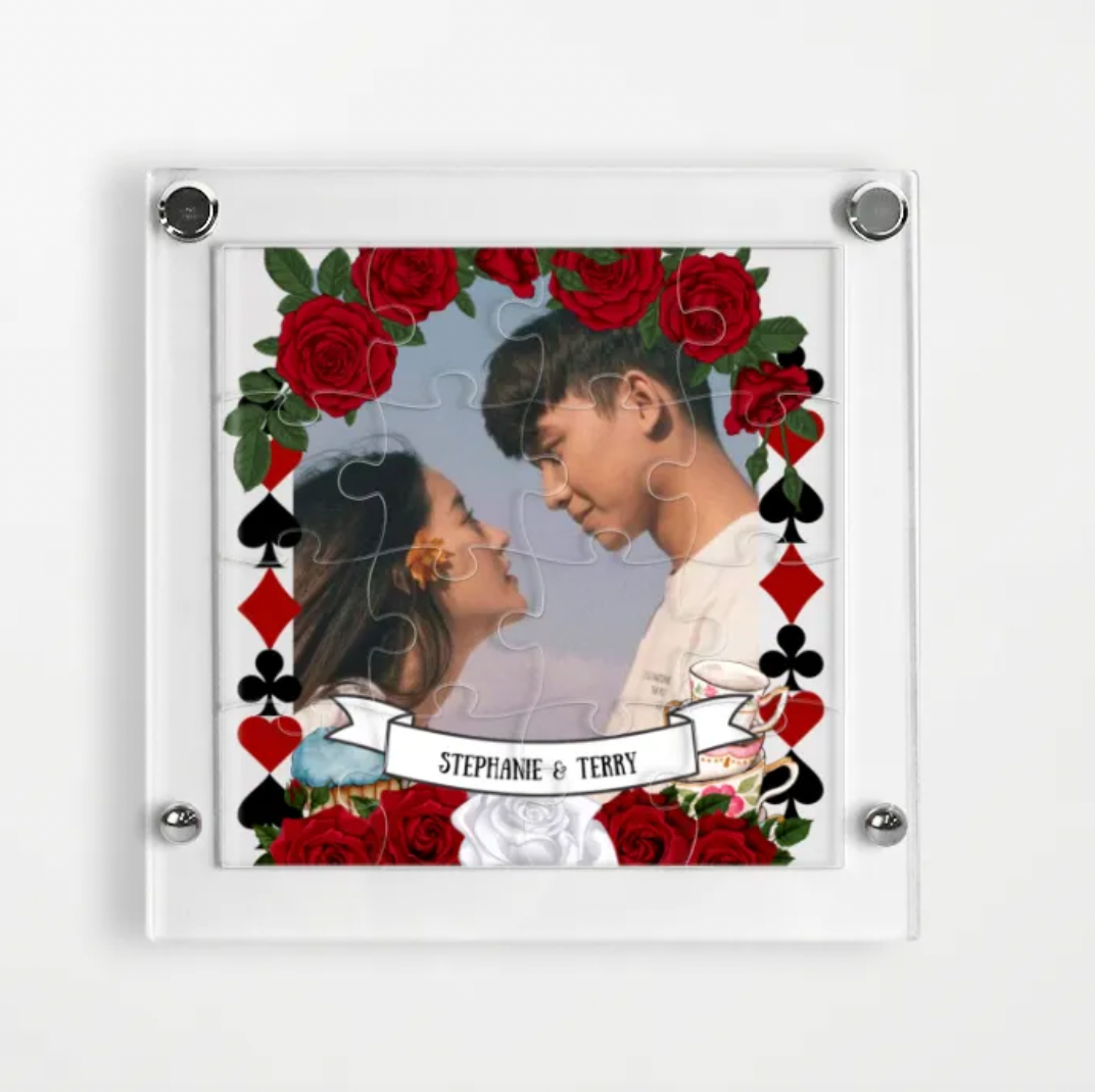 透明拼圖相架Puzzle-紅玫瑰愛麗絲主題 - HKGIFTFORU