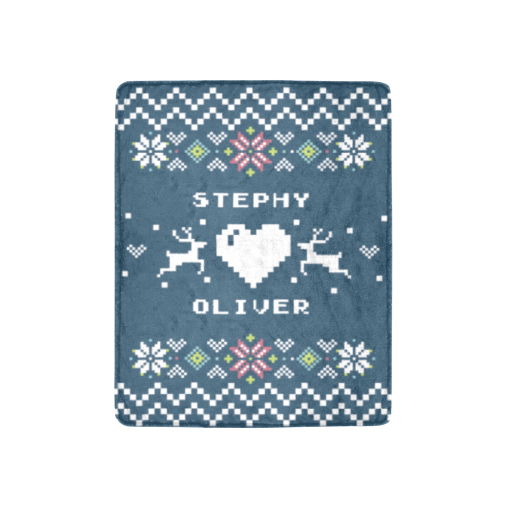 聖誕針織風格文字定制毛毯-Christmas Knitted Style Text Custom Blanket