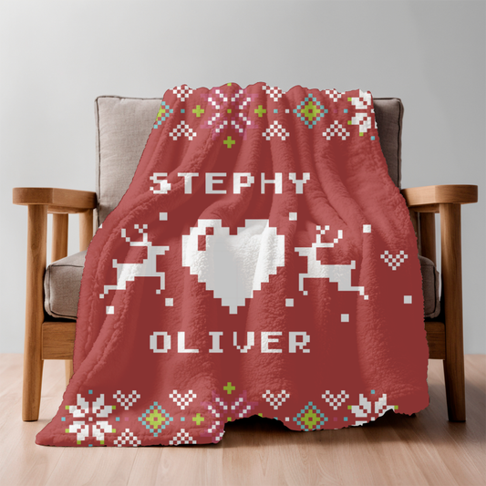 聖誕針織風格文字定制毛毯-Christmas Knitted Style Text Custom Blanket