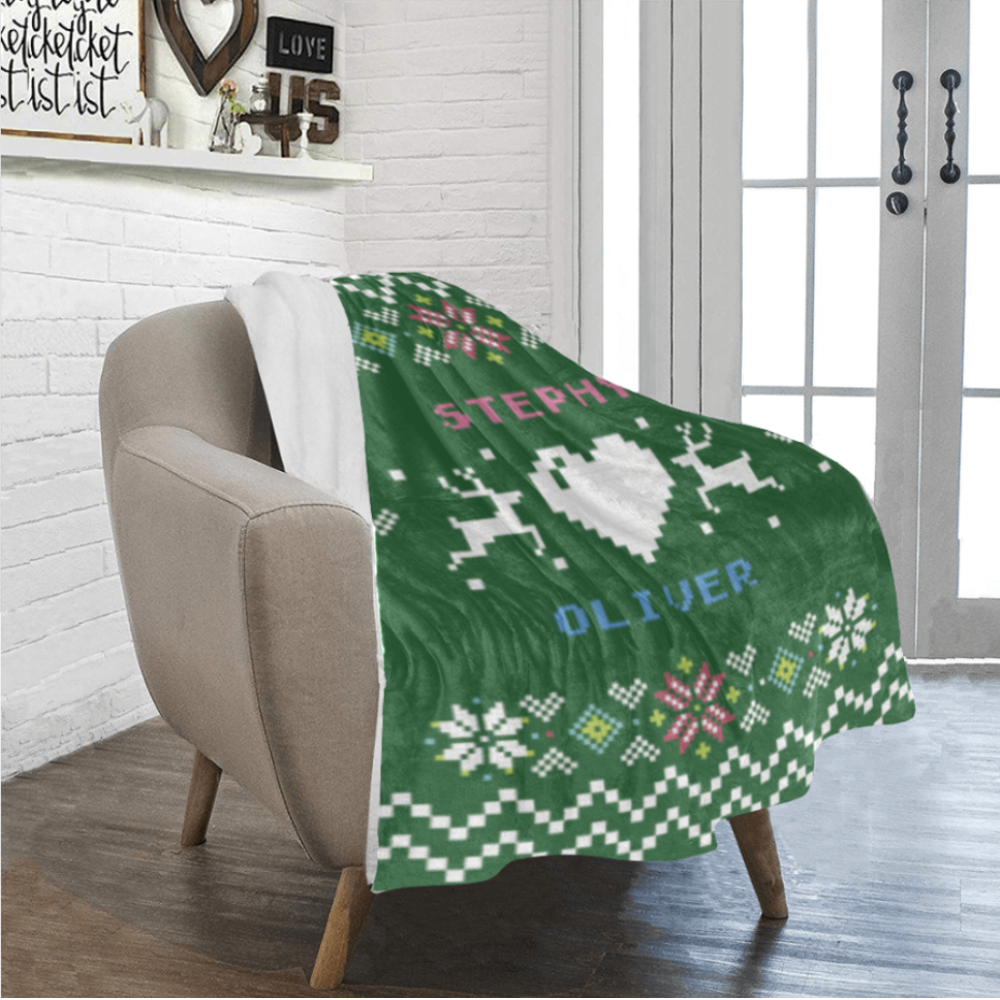 聖誕針織風格文字定制毛毯-Christmas Knitted Style Text Custom Blanket