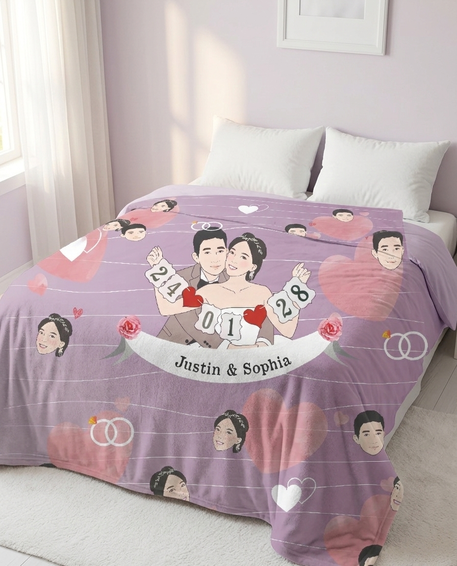 Sweet Home 客製化插畫毛毯｜暖心家居禮物 - HKGIFTFORU