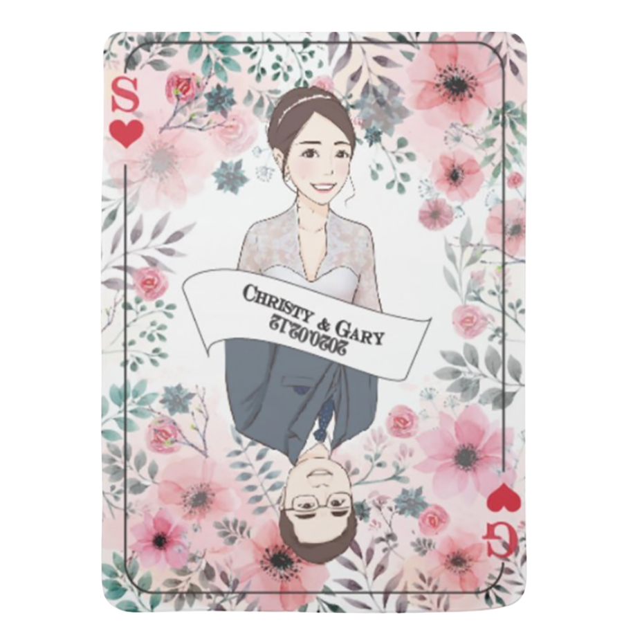King & Queen x Pink Flower款式客製化插畫毛毯  King & Queen x Pink Flower Theme - Custom Blanket with tailor-made illustration.