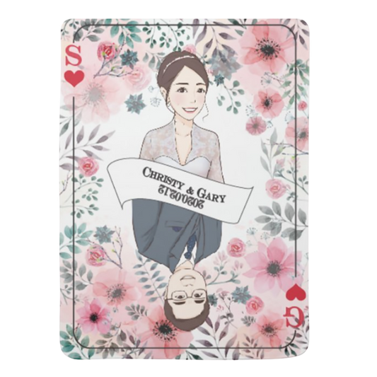 King & Queen x Pink Flower款式客製化插畫毛毯  King & Queen x Pink Flower Theme - Custom Blanket with tailor-made illustration.