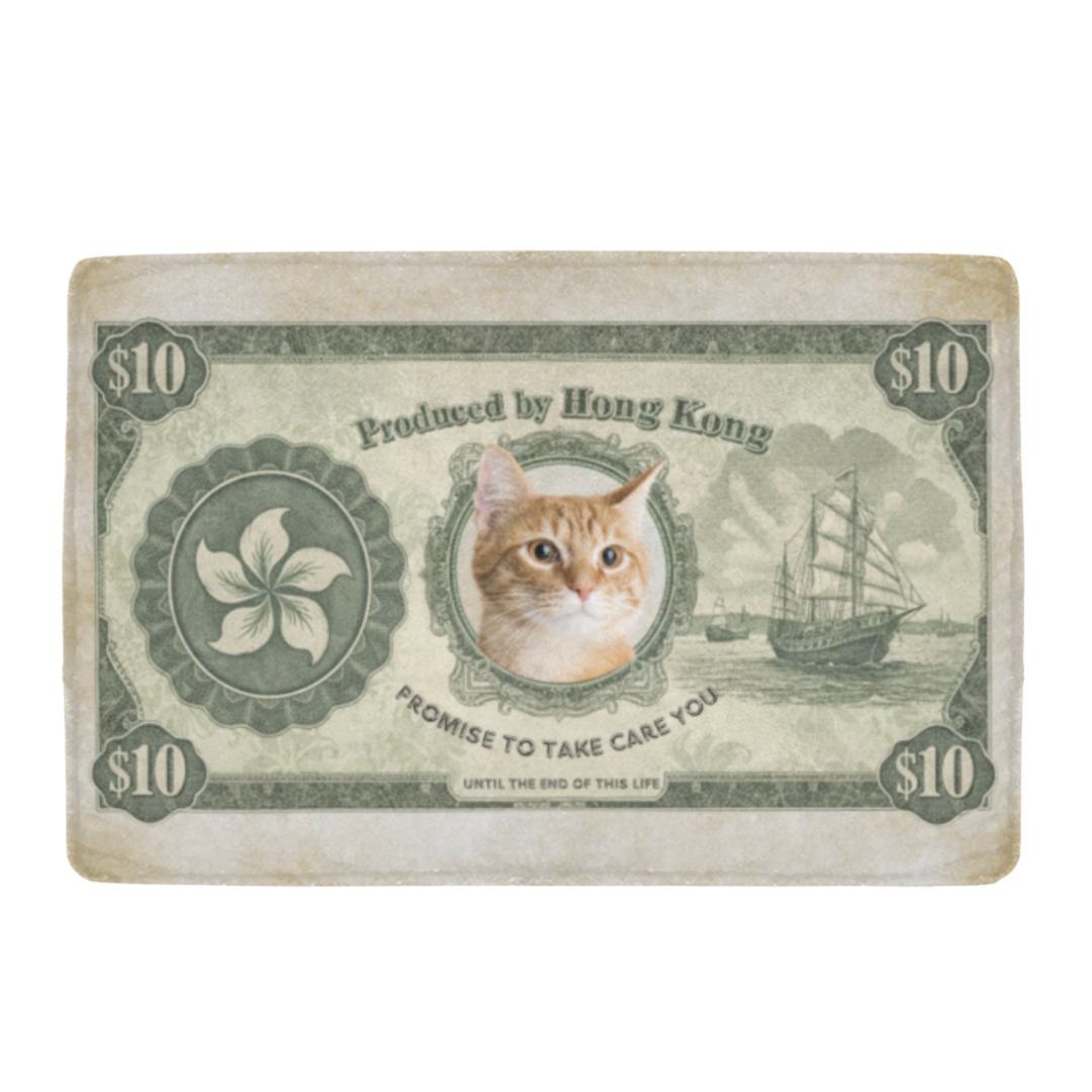 港幣寵物鈔票訂製・毛孩專屬Dollar Bill（香港特色寵物禮物）毛毯掛布 - HKGIFTFORU