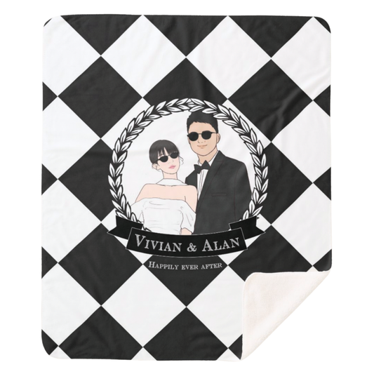 黑白菱格情侶毛毯 Black and White Diamond Stripe Blanket - HKGIFTFORU