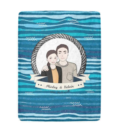 Marina Wave款式客製化插畫毛毯 Marina Wave- Custom Blanket with tailor-made illustration. - HKGIFTFORU