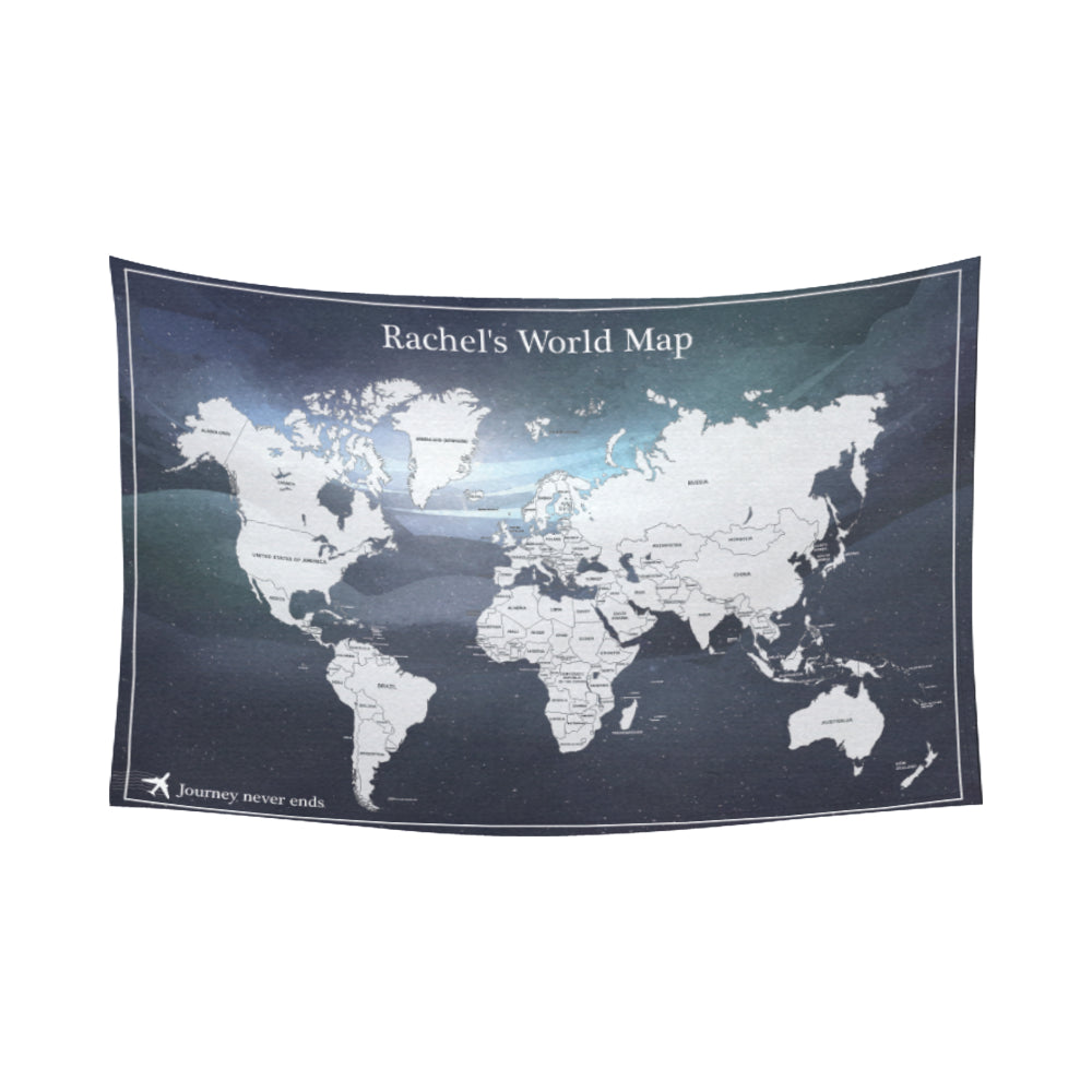 個人化藝術掛布-世界地圖(銀河星空款)-World map with galaxy design - HKGIFTFORU