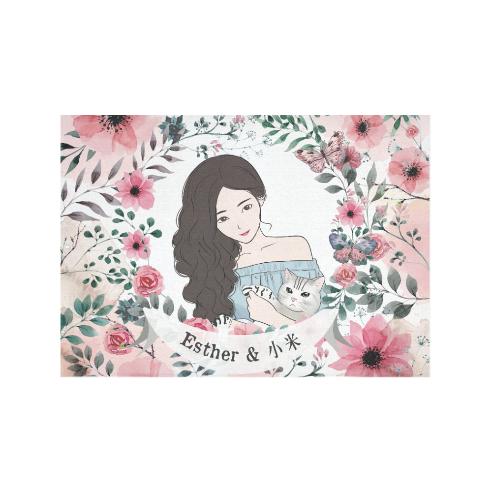 Pink Flower款式個人化插畫掛布-Pink Flower with illustration design - HKGIFTFORU