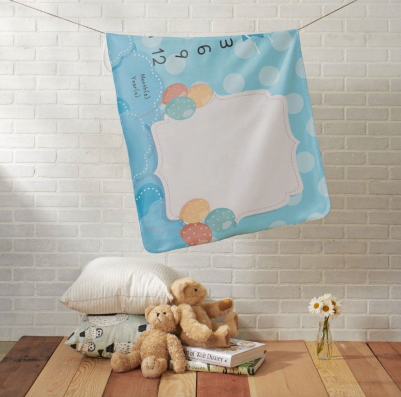 個人化嬰兒成長記錄波點毛毯(BabyBoy) -Customize Baby milestone blanket (Dot-BabyBoy) - HKGIFTFORU