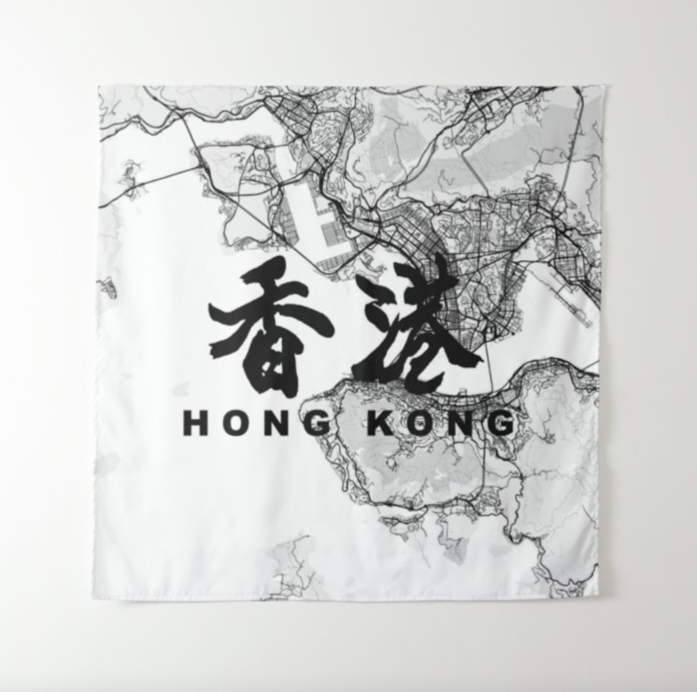 移民禮物-香港地圖掛布-可定製文字-Hong Kong Theme Wall Tapestry Farewell Gift - HKGIFTFORU