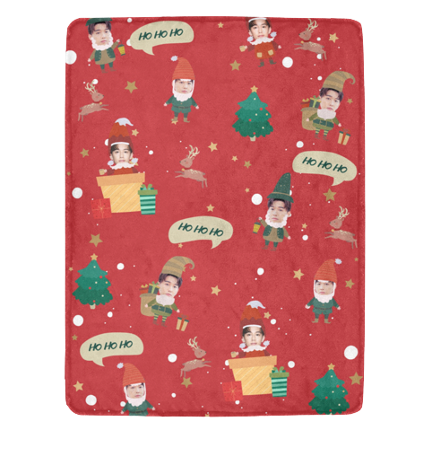 聖誕禮物-客製化聖誕小精靈 頭像毛毯(紅色) Elf on the blanket-Customize Christmas Gift for friends Red - HKGIFTFORU